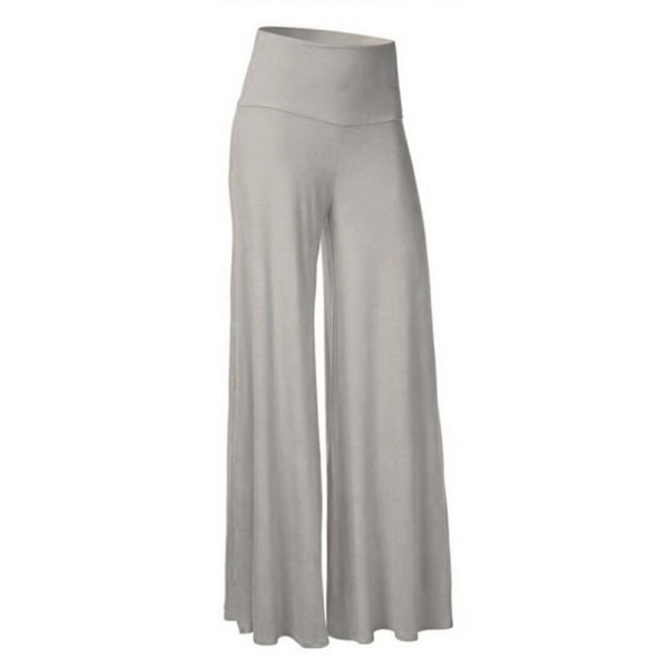 Dame Wide Leg Palazzo Lounge Bukser Letvægts Løse Komfortable Afslappede Pyjamasbukser Grey S