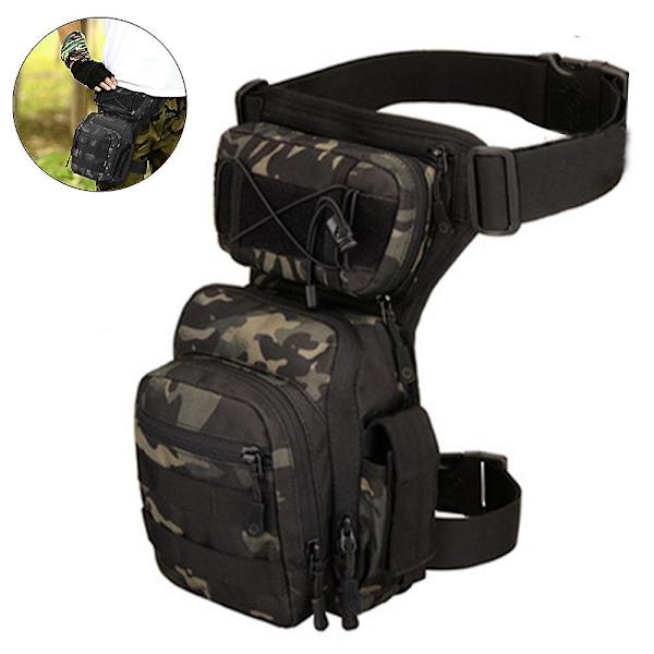 Vattentät Militär Taktisk Benväska Drop Leg Pouch Cross Over Benrigg Utomhus Cykel Vandring Lårväska Black scorpion camouflage