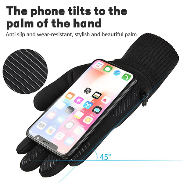 Vinter Varme Ski Handsker Unisex Liners Termiske Vandtætte Touch Screen Gray L