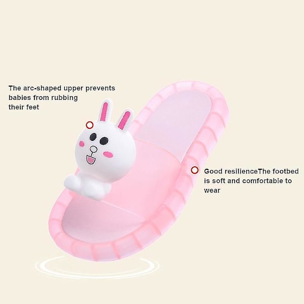 Nye Mode Hjemmesko Tegneserie Led Flip Flops Søde Sko Skridsikre Børnesko Unisex Pink-Rabbit 26-27