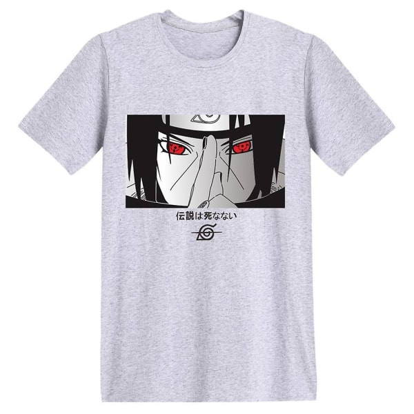 Naruto Anime Uchiha Itachi Printed T-shirts Casual Sommar Kortärmade T-shirts Presenter För Kvinnor Män Fans Gray 2XL