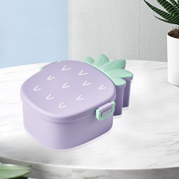 Bærbar Bento-boks for barn, lett å bære, søt ananasformet matboks egnet for frukt, godteri og kjeks Purple