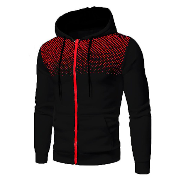 Herre Sport Zip Up Hettegenser Hettegenser Genser Yttertøy Jakke Frakk Black M