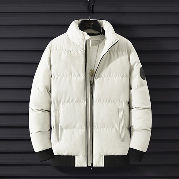 Herre Vinter Varm Afslappet Jakke Simpel Stil Vindtæt Top Med Ståkrave Blødt Stof Fortykket Varm Top Khaki 4XL
