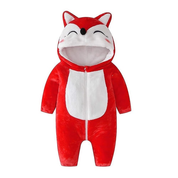Reedca Dinosauriekostym för småbarn, söt onesie med huva, djurkostym Halloween Red fox 18-24 Months