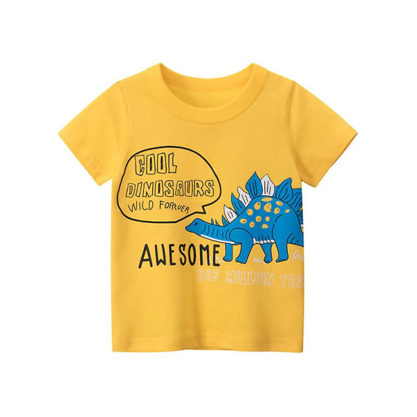 Dinosaur T-shirt för pojkar 2023 Ny sommar Cartoon Top Barnkläder Mode Barn Bomull T-shirt Kortärmad Yellow 100