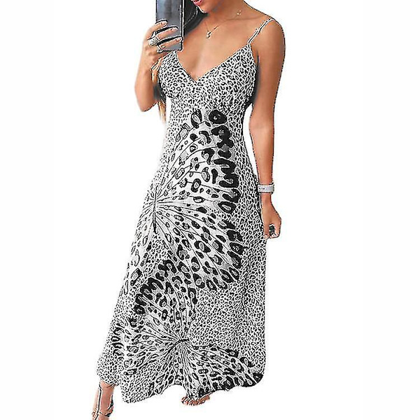 Damekjole Cheetah Sommerfugl Print Kjole white M