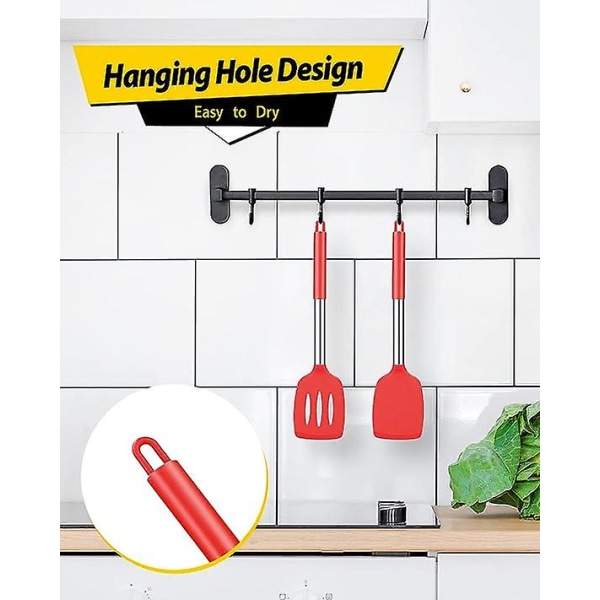 2-pack silikon stekspade, non-stick slitsad köksspatel, hög värmebeständig BPA-fria köksredskap, idealisk köksutrustning för fisk, ägg, pannkakor red