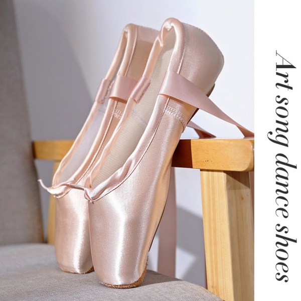 Dambalettskor med snörning Satin Pointe Skor Present för balettdansälskare 32