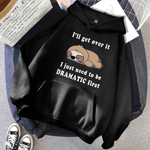 Modetrykt Pullover Hættetrøje Casual Tyk Plys Varmende Top Til Kvinder Mænd Unisex L Khaki