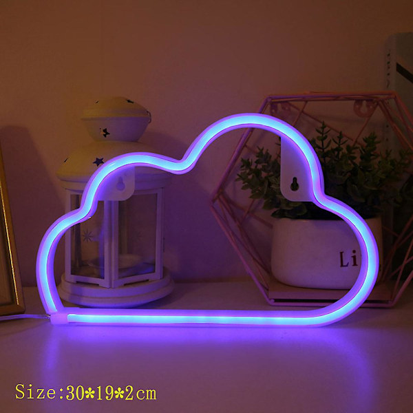 LED Neonljus Väggkonstskylt Sovrumsdekor Hängande Nattlampa Hemfest Högtidsdekor Julklapp Cloud
