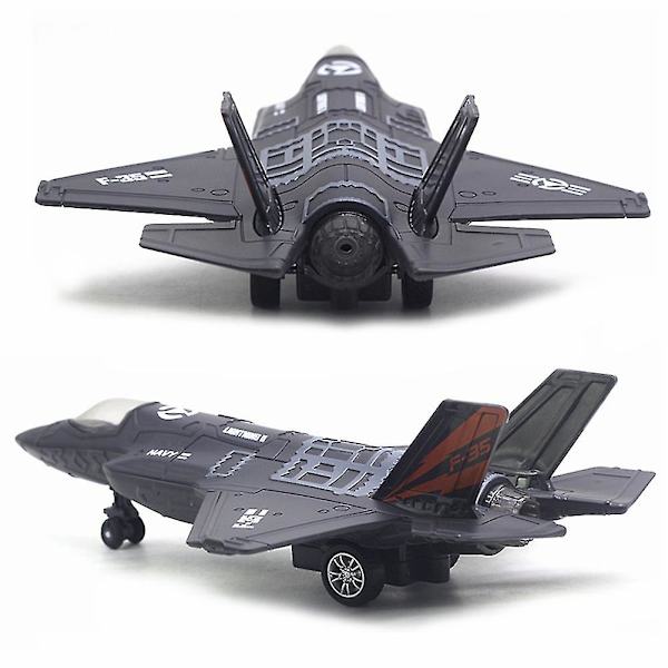 Stor Legering Dra Tillbaka F-35 Jaktplansmodell Musik LED Black