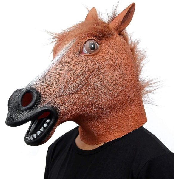 Hästmask Realistisk Djur Helhuvud Latex Mask För Halloween Carnival Kostym Party