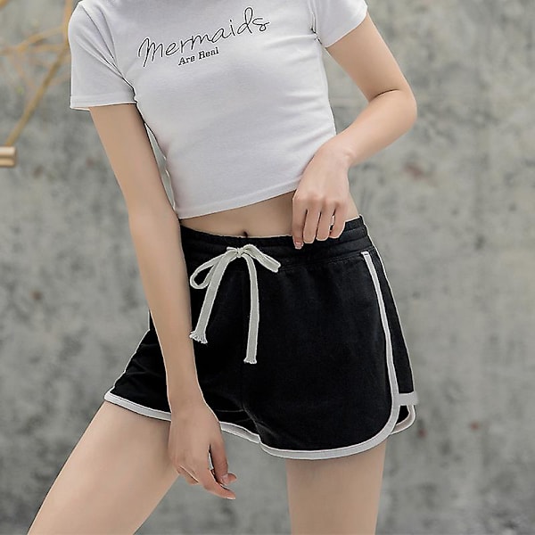 Damcykelshorts Y2k Sommar Lösa Sportshorts Gym Träning Casual Damshorts Hög Midja Fitness Trekvartsbyxor Navy S