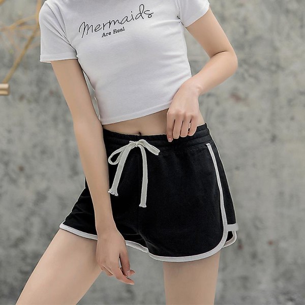 Dame Cykelshorts Y2k Sommer Løse Sportsshorts Gym Træning Casual Dame Shorts Høj Talje Fitness Trekvart Bukser Navy L