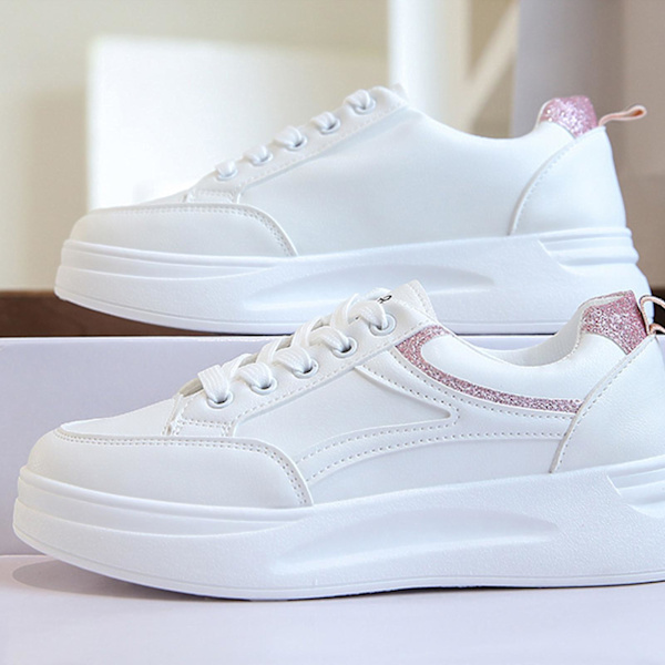 Naisten matalat tennarit, liukuestepohjaiset paksupohjaiset kengät, lahja jouluksi, syntymäpäiväksi, uudeksi vuodeksi Pink 37