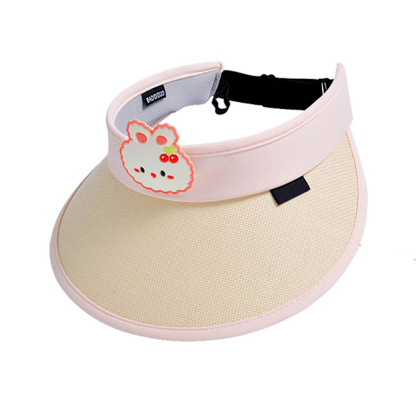 Solhatt med åpen topp og liten vifte for barn, fukttransporterende solhatt for piknik og camping Pink Without Fan