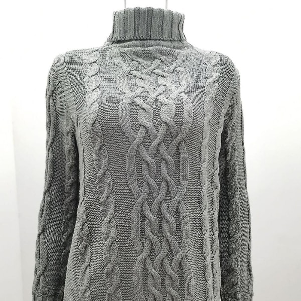 Dame Fritid Langærmet Kjole Stilfuld Og Smuk Kjole Egnet Til Pige Kvinde Kæreste Mor Gray 2XL