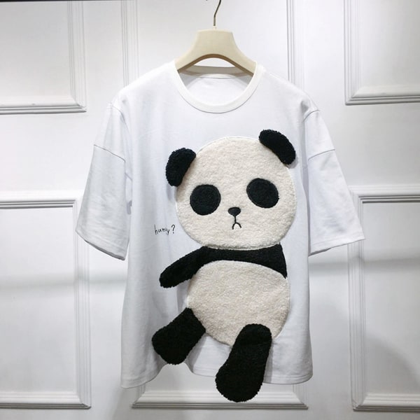 Sommer Topp T-skjorte for Kvinner Koreansk Stil Løs Sommer Halv-ermet T-skjorte For Innendørs Aktiviteter Eller Daglig Bruk White M