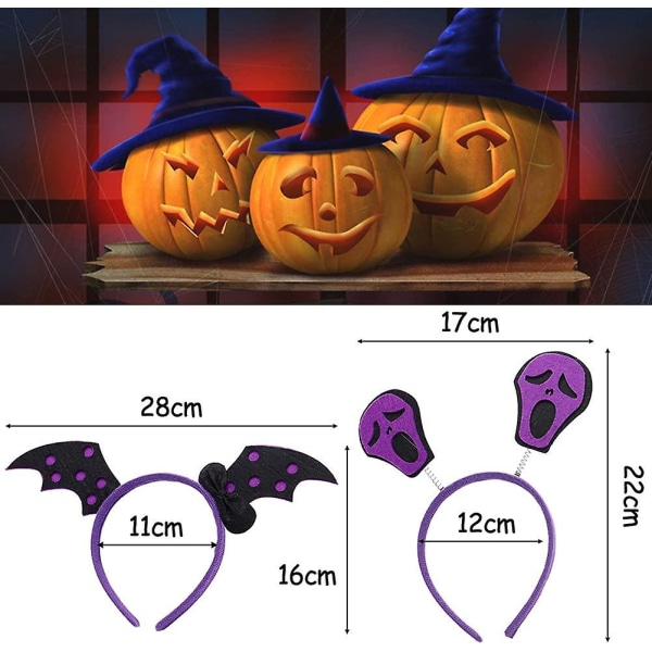 7 st Halloween Pumpa Hårband, Med Skrikande Häxa Fladdermusvingar Håraccessoarer, Halloween Hårband
