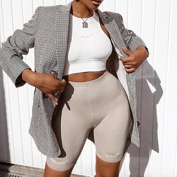 Lyhyt kappale, kirjainpainetut leggingsit, naisten housut Dark Grey L