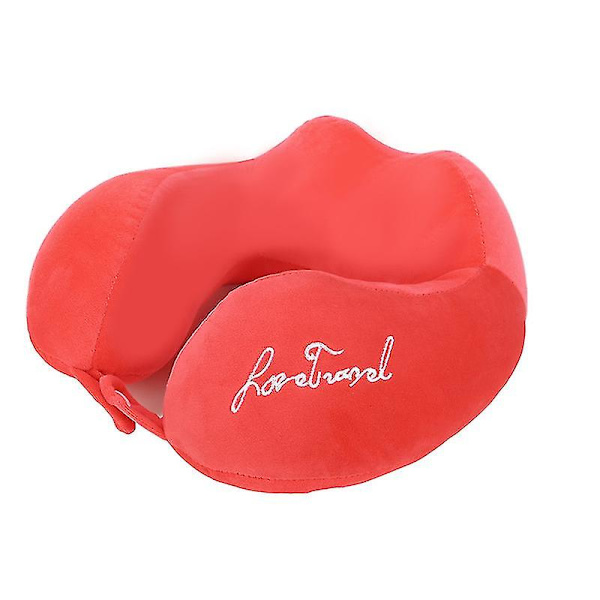 U-formet Memory Foam Nakkepude Blød Langsom Rebound Space Sengelinned Rejsepude Red