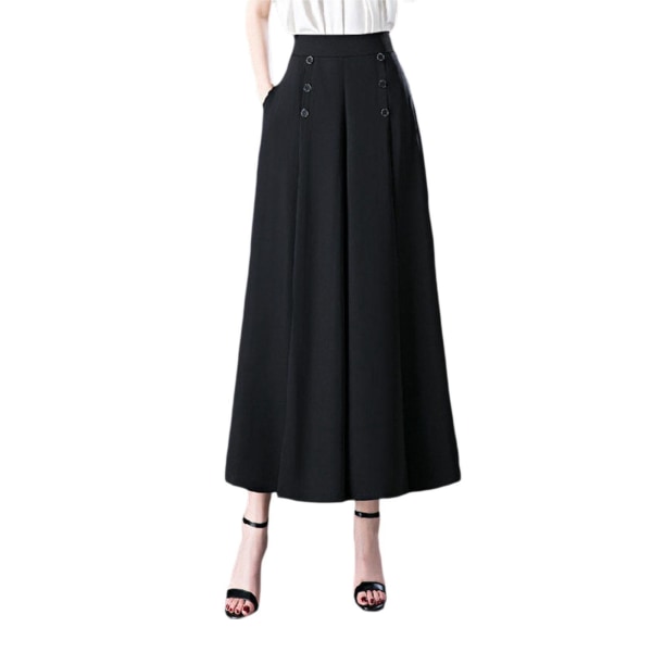 Vide bukser med brede ben, avslappet arbeidsbukser, rette bukser, lange, svart Black 2XL