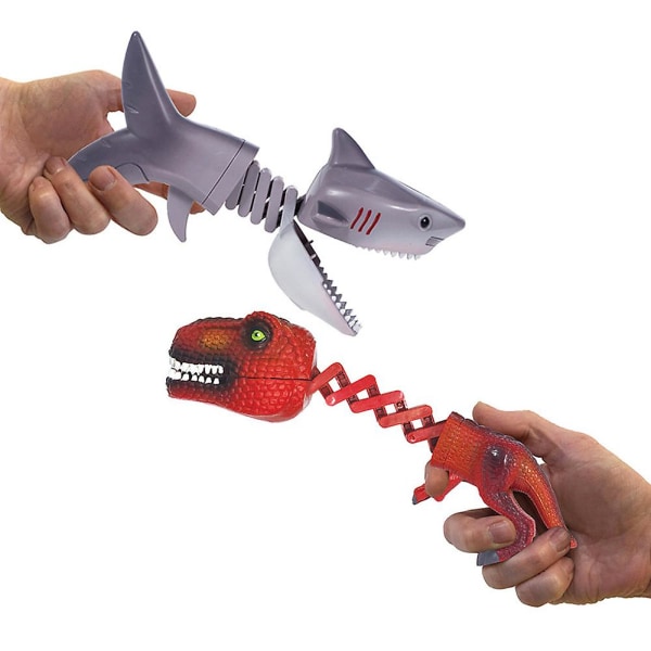 Dinosaurie/haj Sträckbar vårleksak Realistisk Dino Handhållen Manipulator Clip Bite Trick Leksak Present för barn Pojkar Red