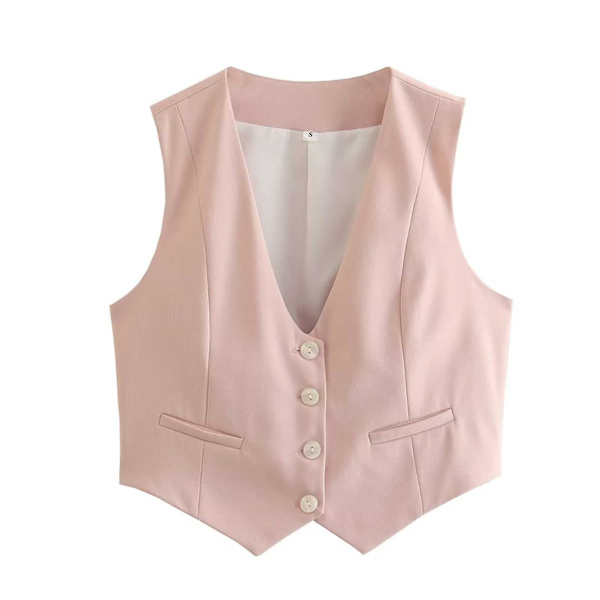 Dame Mode Vest Elegant V-hals Sommer Ærmeløse Veste Til Daglig Shopping Outfit Pink M