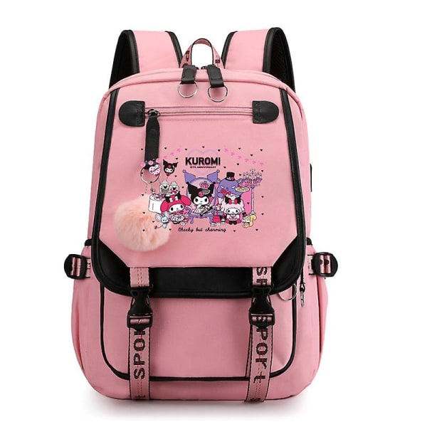 45cm Sanrios Cartoon Kawaii Kuromi My Melody Cinnamoroll Skolryggsäck Stor Kapacitet Casual Lätt Söt Ryggsäck Kuromi11