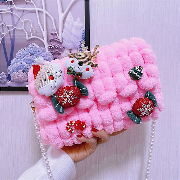 Julemote Ryggsekk DIY Håndvevd Veske Kawaii Liten Firkantet Veske Håndsøm Gaver Til Kjæreste Skrå Skulderveske DIY manual 04