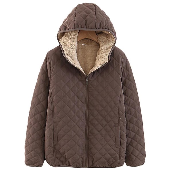 Dam Huva Fleecefodrad Jacka Hoodie Coffee L