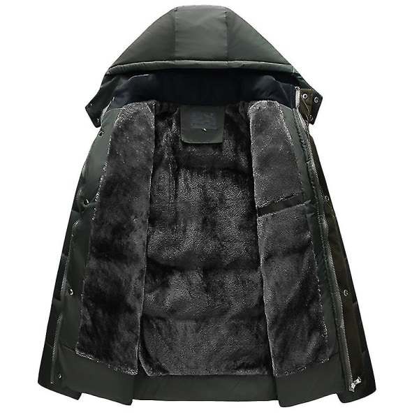 Herre Vinter Vatteret Foret Puffer Jakke Frakke Fleeceforet Overtøj Army Green 4XL