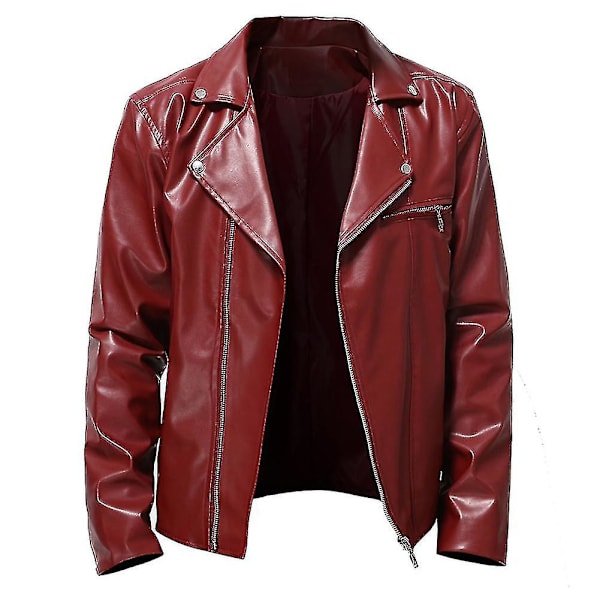 Höst Herr Pu All-match Casual Lapel Motorcykel Läderjacka L Red