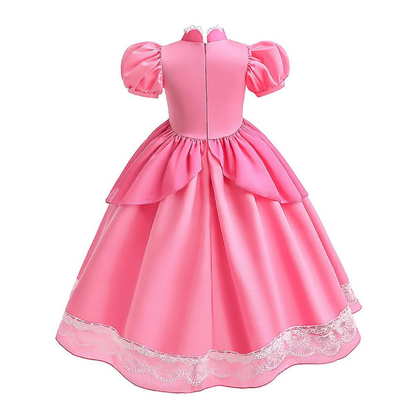Barn Flickor Mario Princess Peach Cosplay Kostym Klänning Fest Balklänning Halloween Maskerad 3-4 Years
