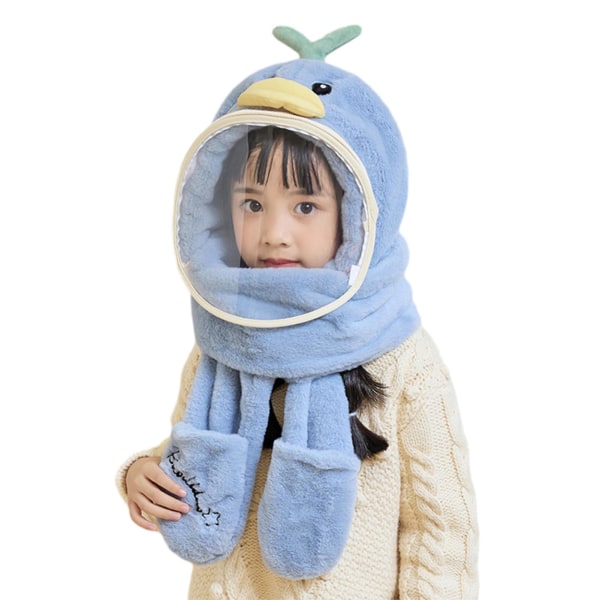 Barn Tegneserie Ansiktsdeksel Lue Vindtett Varmende Plysj Beanie For Skole Duck