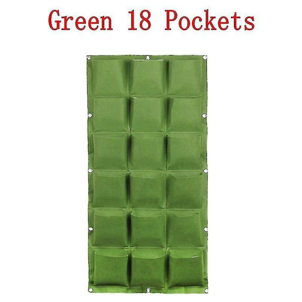 Svart grön väggmonterad planteringsväska blomkruka odlingsväska trädgårdsplanterare vertikal Suculentas kruka heminredning tillbehör Green 18 Pockets
