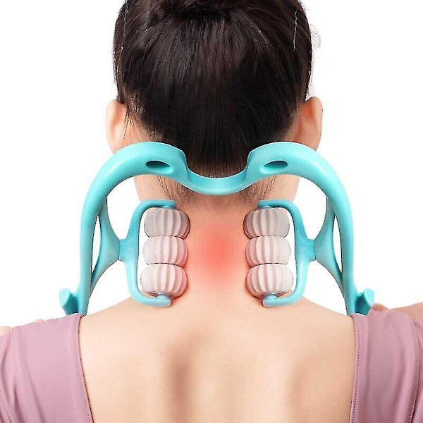 Hånd 6 Rulle Nakke Skulder Massager Triggerpunkt Tryk Smertelindring Træthedsbekæmpelse Blue