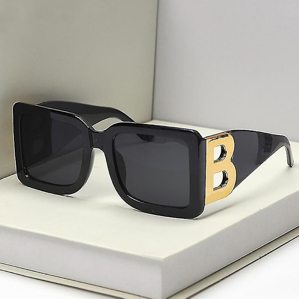 Nye Mode Oversized Bogstav B Firkantede Luksus Trend Solbriller Kvinder Mænd Retro Rektangel Solbriller Trendy black brown