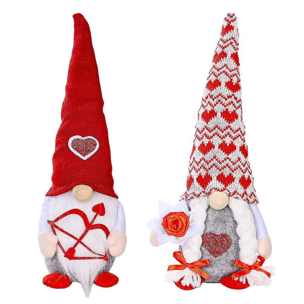 2 stk. Valentins Plys Nisser Borddekoration Ansigtsløs Dukke Hjemmefest Ornament