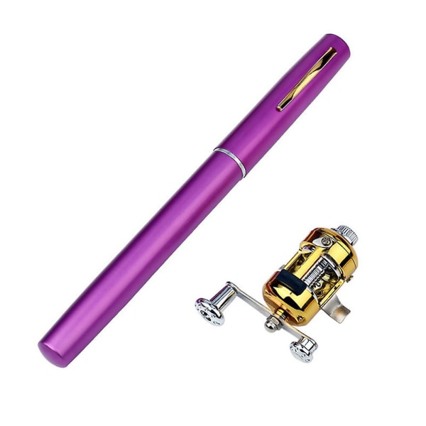 Taskukokoinen onkivapa - Teleskooppinen kynäonkivapa ja kelayhdistelmä, kannettava pieni onkivapa mini onkivapa onkisetti Purple
