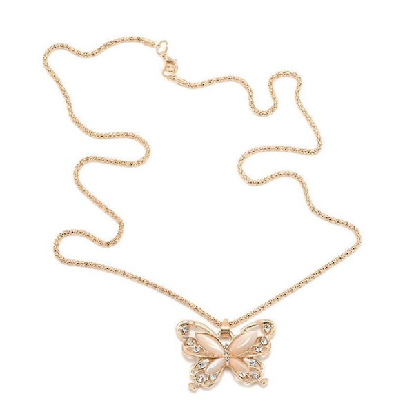 Mode Kvinnor Guld Opal Fjäril Berlock Hänge Kedja Halsband Smycken