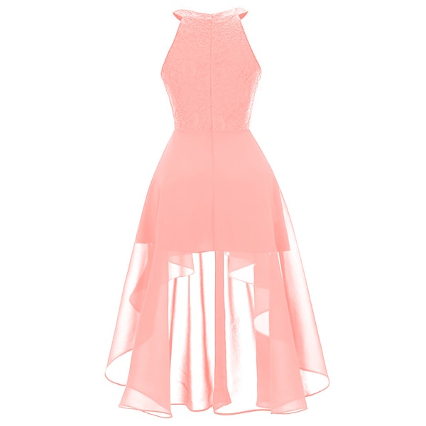 Dame Vintage Halterneck Blomstret Blonde Rygløs Brudepigekjole pink S