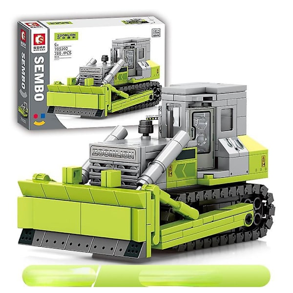 Bulldozer Blender Grävmaskin Kran Byggklossar Leksak Engineering Fordon Små Partikel Pussel Montering Byggklossar Bulldozer
