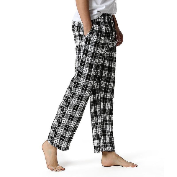 Pyjamasbyxor i bomull för män, rutiga lätta loungebyxor COLOR 1 S