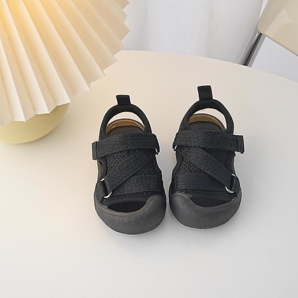 Sommar Baby Sandaler Mode Kors Webbing Mjuka Barn Skor Coola Pojkar Flickor Strand Sandaler Huvud Inslagna Småbarnsskor Black 27