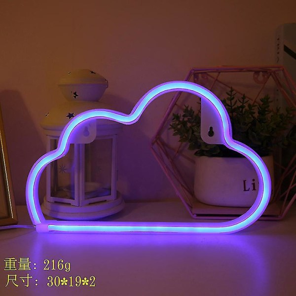 LED Neon Lys Veggkunst Skilt Soveromsdekor Regnbue Hengende Nattlampe Hjemmefest Høytidsdekor Julegave Cloud