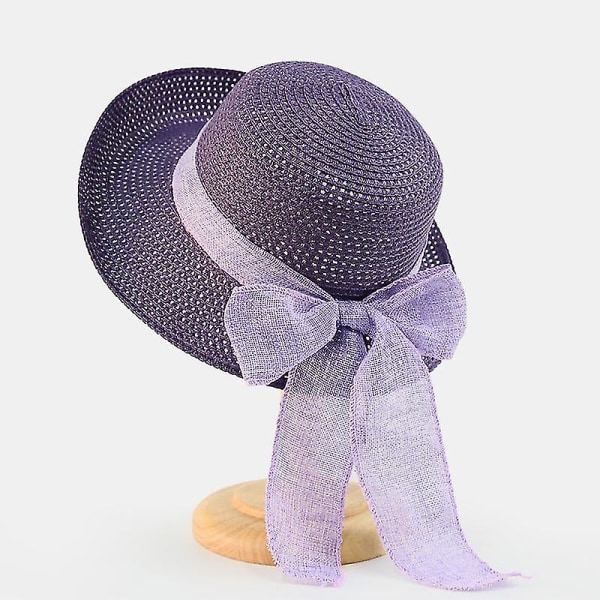 Dame Strand Sol Stråhat Rejse Foldbar Skygge Sommer UV Purple