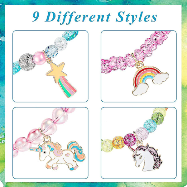 9 kpl Värikkäitä Rannekoruja Tyttöjen Rannekorut Sateenkaarihelmet Bead Style