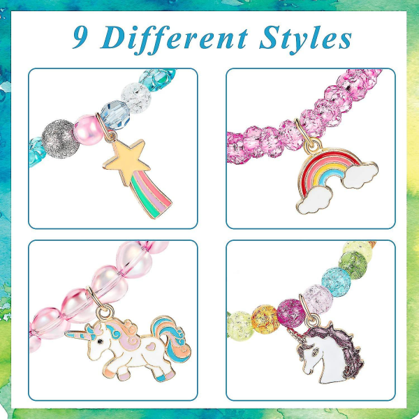 9 Stycken Färgglada Armband Flickarmband Regnbågsfärgade Pärlor Bead Style